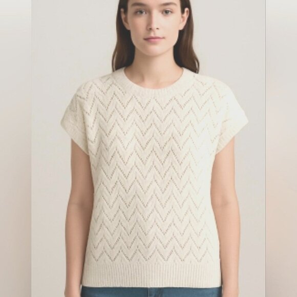 TRÏBE White Open Knit Sleeveless Sweater Size Medium - Picture 1 of 6